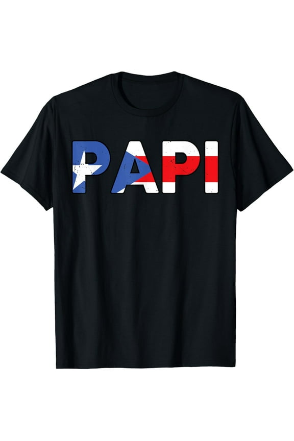 Papi Shirt Puerto Rico Flag Fathers Day Gift Rican Dad Mens T-ShirtMen and women, Black T-shirt, size: Extra large