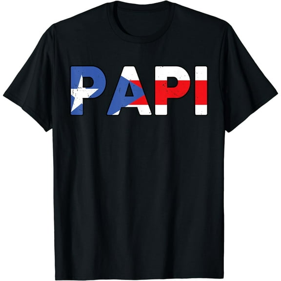 Papi Shirt Puerto Rico Flag Fathers Day Gift Rican Dad Mens T-Shirt