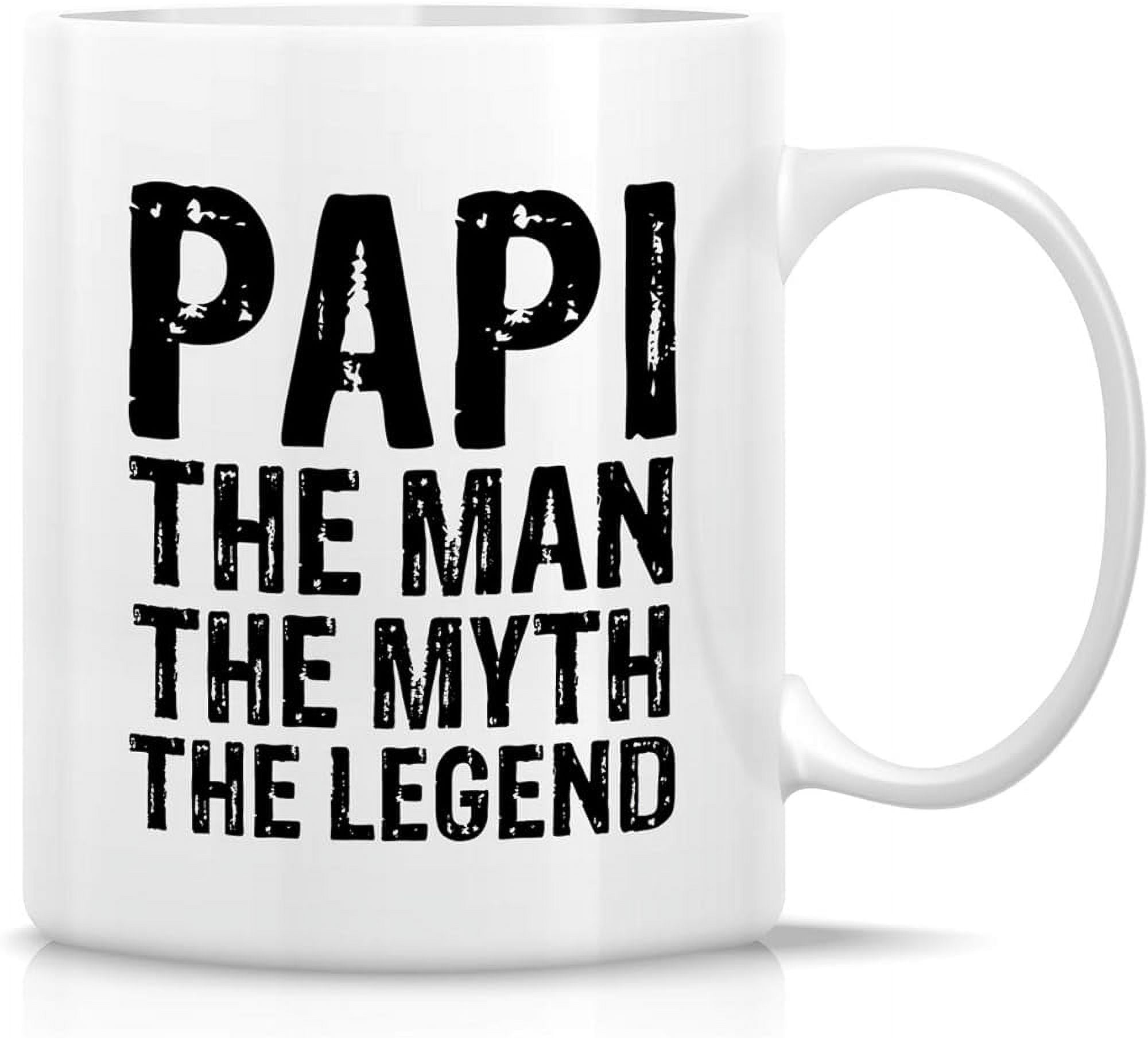White Ceramic Coffee Mug with Black Papi Design