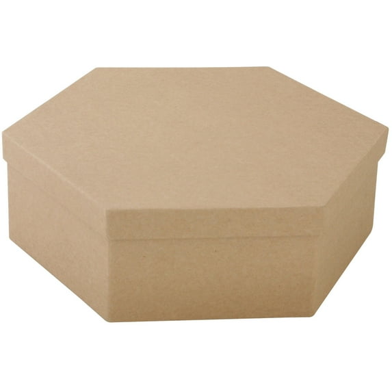 Papier Mache Hexagon Box, XXL, 9" x 3"
