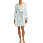 Papier Womens Heather Hooded Velvet Robe with Elastic