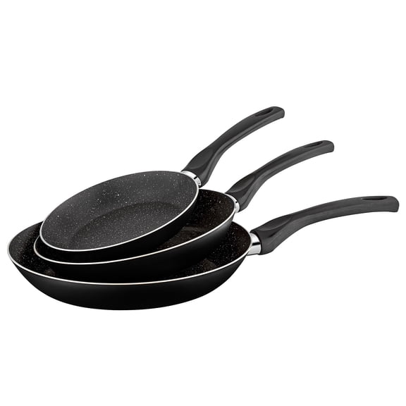 Papilla RAGNAR Eco 3-Piece Non-Stick Cookware Set Frying Pan Set Forged Aluminum Kitchen Cooking Set, Black