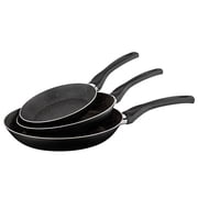 Papilla RAGNAR Eco 3-Piece Non-Stick Cookware Set Frying Pan Set Forged Aluminum Kitchen Cooking Set, Black