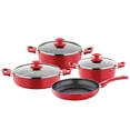 thumbnail image 1 of Papilla REDIO 7-Piece Non-Stick Cookware Set with Lids Cast Aluminum Pots and Pans Set Kitchen Cooking Set Stockpots Cooking Pots Casseroles Frying Pan, Red, 1 of 5