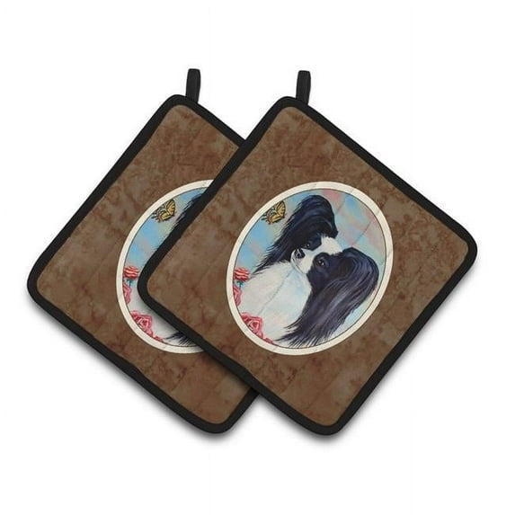 Papillon Black & White Pair of Pot Holders