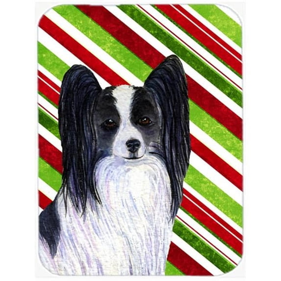 Papillon Candy Cane Holiday Christmas Glass Cutting Board - Large