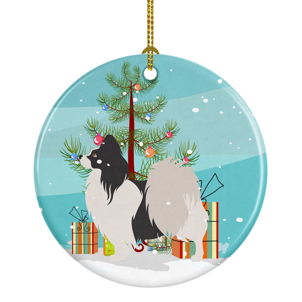 Papillon Christmas Ceramic Ornament
