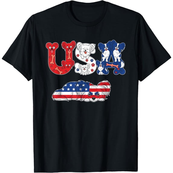 Papillon Dog American USA Flag 4th of July WoT-Shirt - Walmart.com