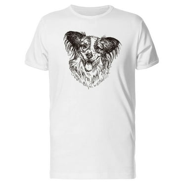Papillon Dog Portrait Sketch Tee Men's -Image by Shutterstock