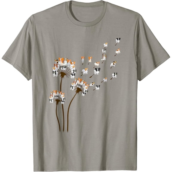 Papillon Dogs Flower Fly Dandelion Shirt Dog Mama Dog Lover T-Shirt, F935 Tshirt All Size S-5XL