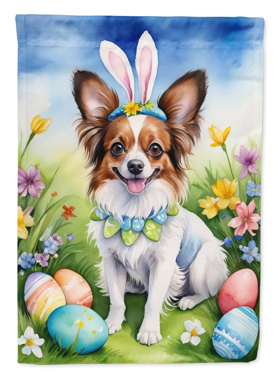 Papillon Easter Egg Hunt House Flag 28 in x 40 in