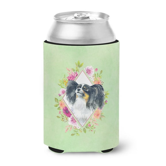 Papillon Green Flowers Can or Bottle Hugger