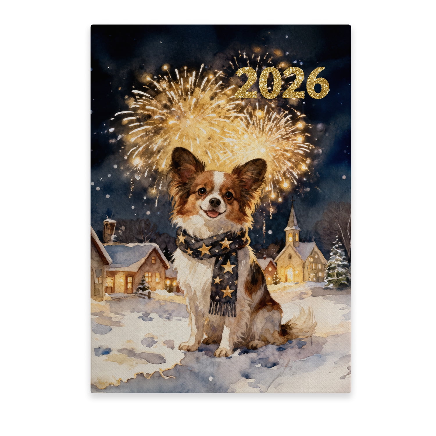 Papillon Happy New Year 2026 with Fireworks on New Year's Eve Vertical ...