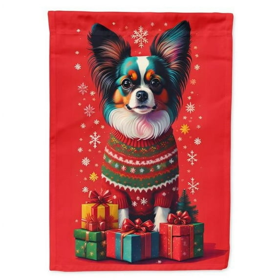 Papillon Holiday Christmas Garden Flag 11.25 in x 15.5 in