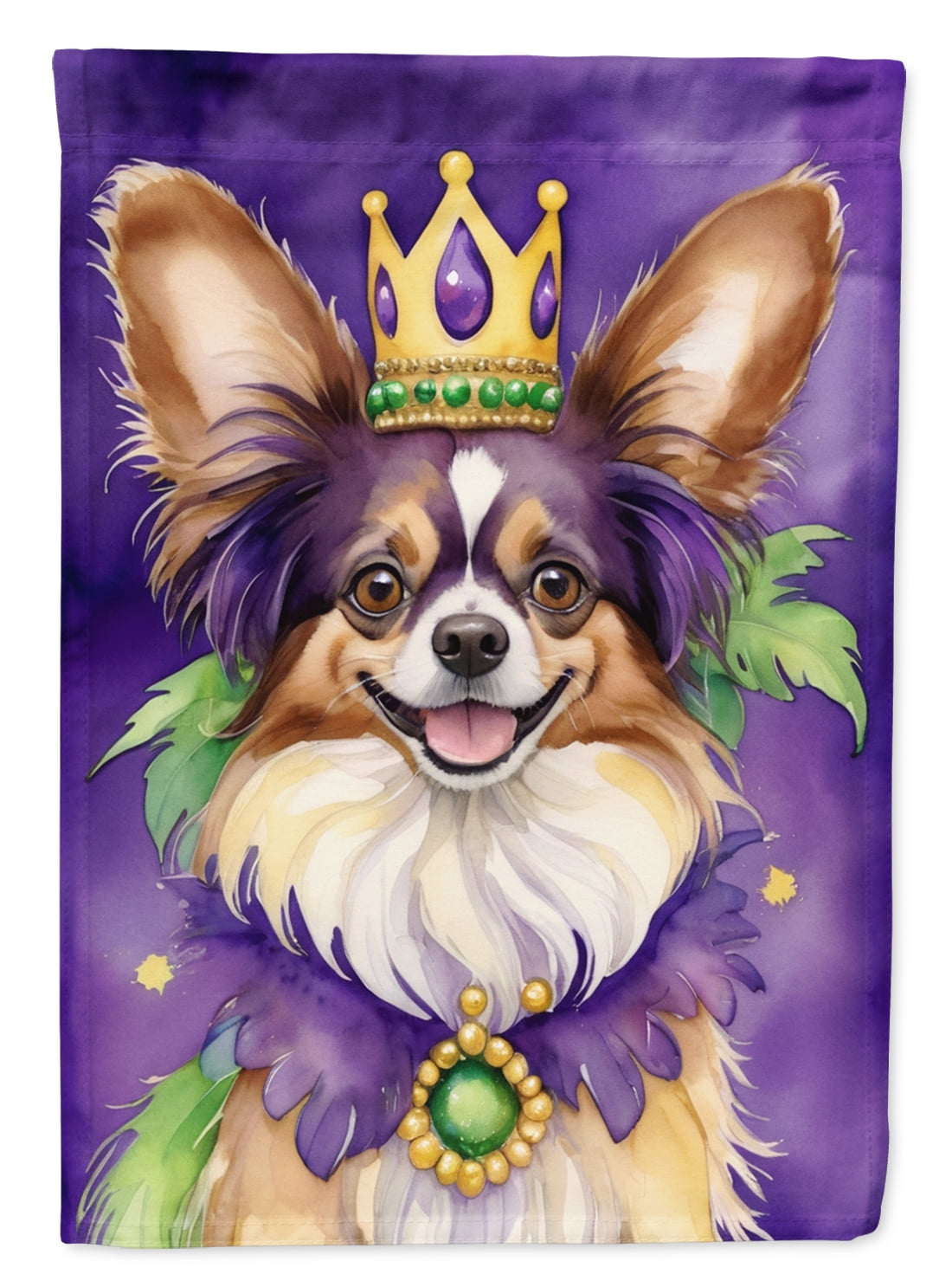 Papillon King of Mardi Gras Garden Flag 11.25 in x 15.5 in