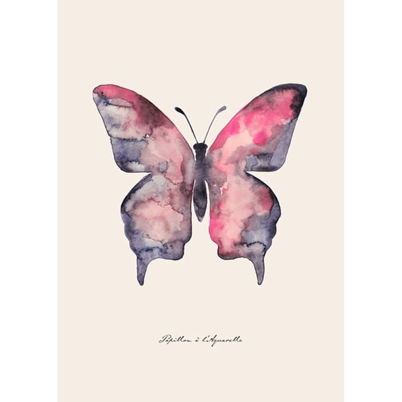 Papillon À L'Aquarelle Print Wall Art, Modern Wall Decor For Living Room Bedroom, 16x24 UNFRAMED