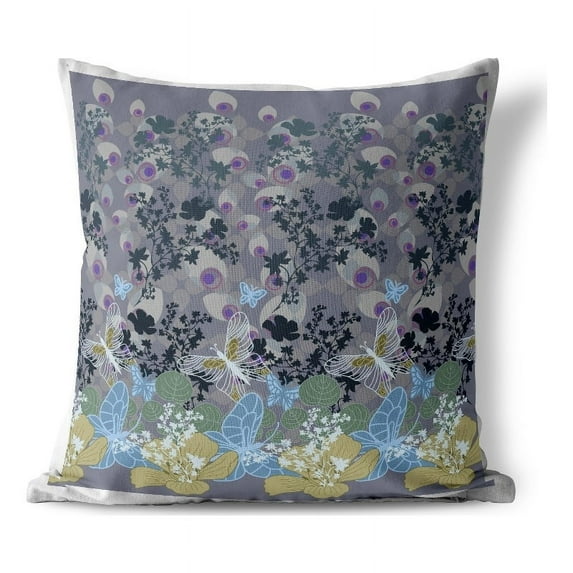 Papillon Paradise Indoor/Outdoor Pillow in Gray 20x20