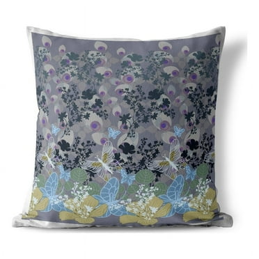 Papillon Paradise Indoor/Outdoor Pillow with Removable Cover in Gray 16x16