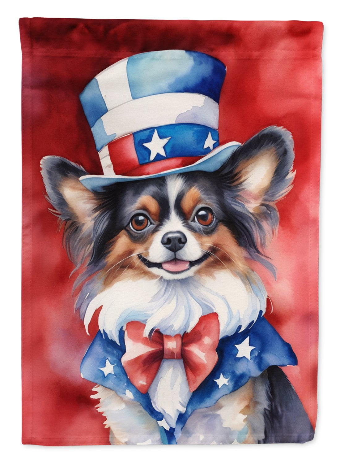 Papillon Patriotic American House Flag 28 in x 40 in