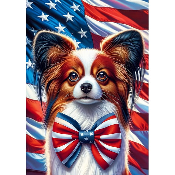 Papillon Red and White - Best of Breed DCR Patriotic III Outdoor Garden Flag Mailbox Flag 12" x 17"
