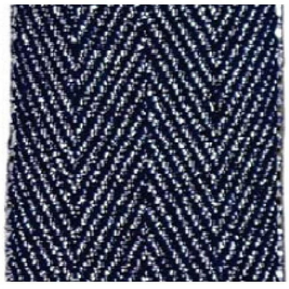 Papillon Ribbon & Bow R09687B-16-0370-SILV 0.62 in. 25 Yards Herringbone Glitter Ribbon, Navy & Silver