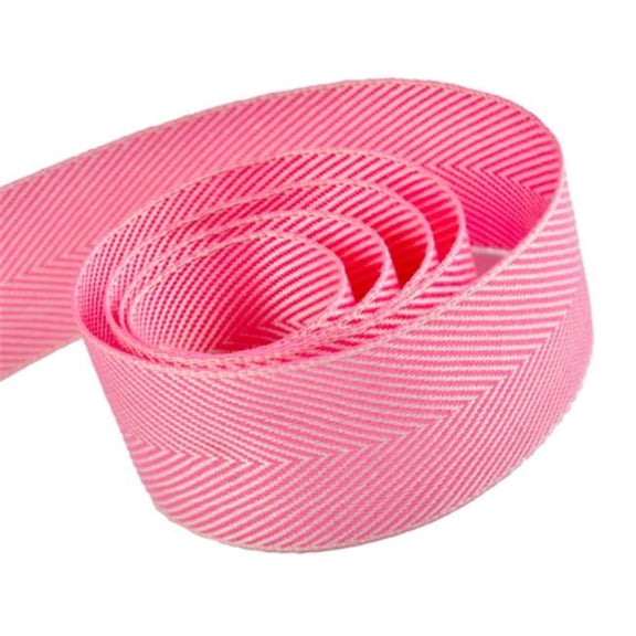 Papillon Ribbon & Bow R097015-38-0029-0150 1.5 in. 50 Yards Charming Chevron Ribbon With Monofilament Edge- White & Pink