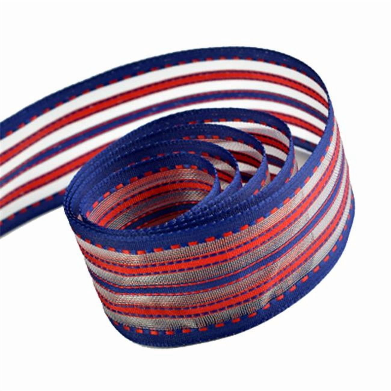 Papillon Ribbon Papillon Ribbon & Bow R097055-38-NAVY-REDX 1.5 in. 50 Yards Striped ...