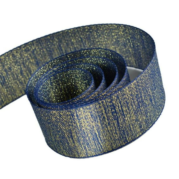 Papillon Ribbon & Bow R097090-16-0365-GOLD 0.62 in. 100 Yards Casual Chic Lurex Tape Ribbon- Navy & Gold