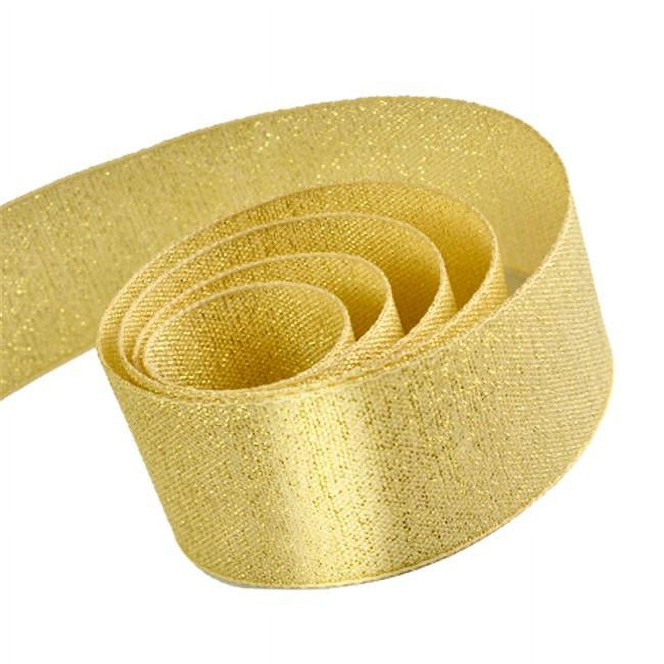 Papillon Ribbon & Bow R097095-38-0810-GOLD 1.5 in. 50 Yards Casual Chic Lurex Tape Ribbon- Ivory & Gold
