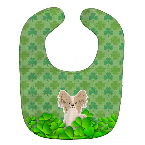 Papillon Sable White Shamrocks Baby Bib
