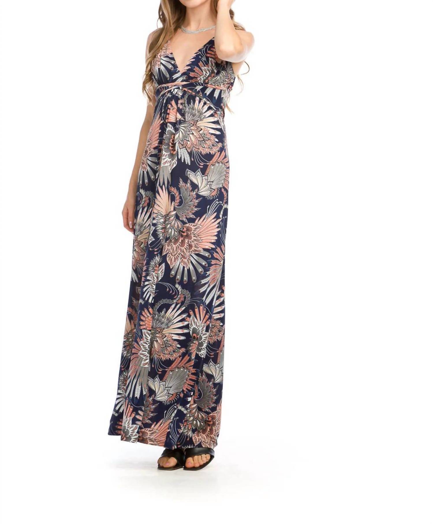 Papillon Sandra Fan Print Maxi Dress