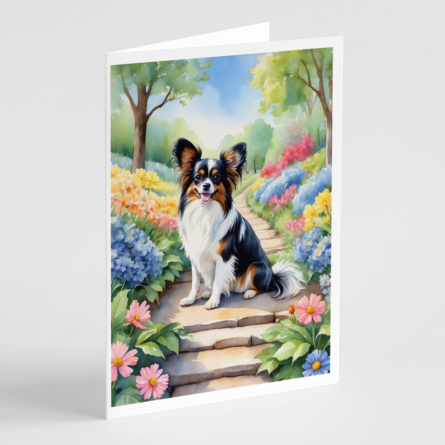Papillon Spring Path Greeting Cards Pack of 8 7 in x 5 in