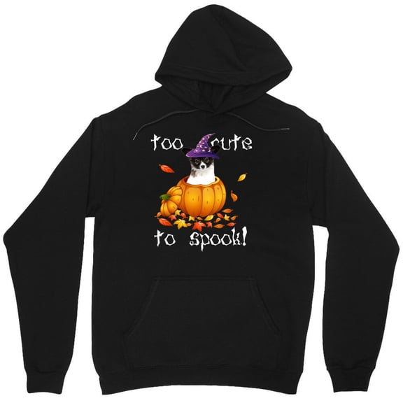Papillon "Too Cute To Spook" Graphic Funny Halloween Dog Pet Owner Holiday Costume M9321 Unisex Hoodie, Up to Size 5XL