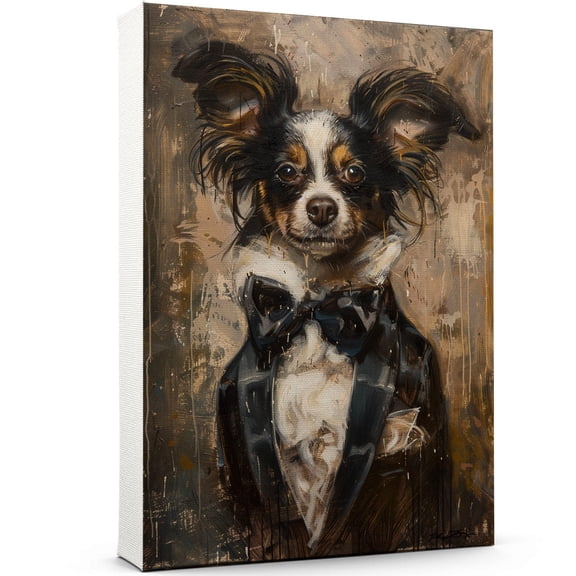 Papillon Wall Art Abstract Dog Posters - Papillon Dog Canvas Wall Art For Bedroom Decor - Kawaii Room Decor - Dog Prints Wall Art