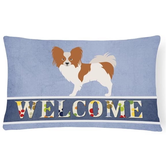 Papillon Welcome Canvas Fabric Decorative Pillow - Multi-Colored