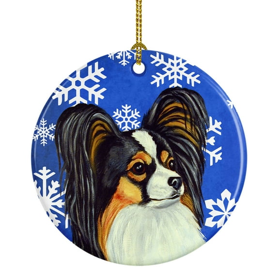 Carolines Treasures LH9300-CO1 Papillon Winter Snowflake Holiday Ceramic Ornament, Multicolor