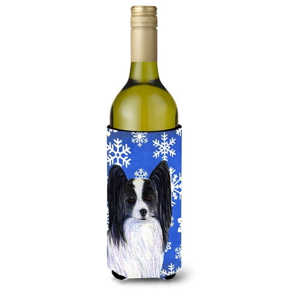Papillon Winter Snowflakes Holiday Wine Bottle Hugger