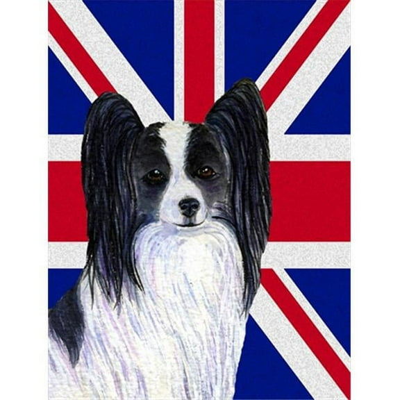 Papillon With English Union Jack British Flag Flag Canvas House Size