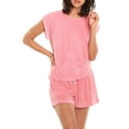 thumbnail image 1 of Papinelle Women's French Terry Short Pajama Sets, Pink, Medium, 1 of 2