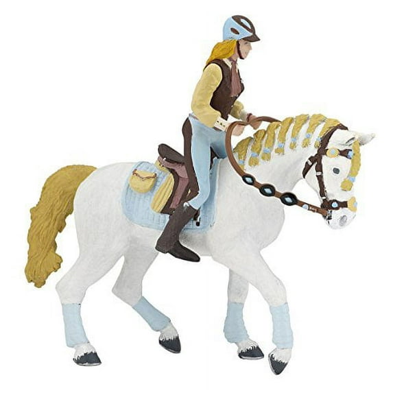 papo trendy riding women's horse, blue