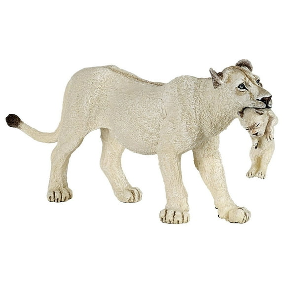 Papo White Lioness with Cub Figure, Multicolor