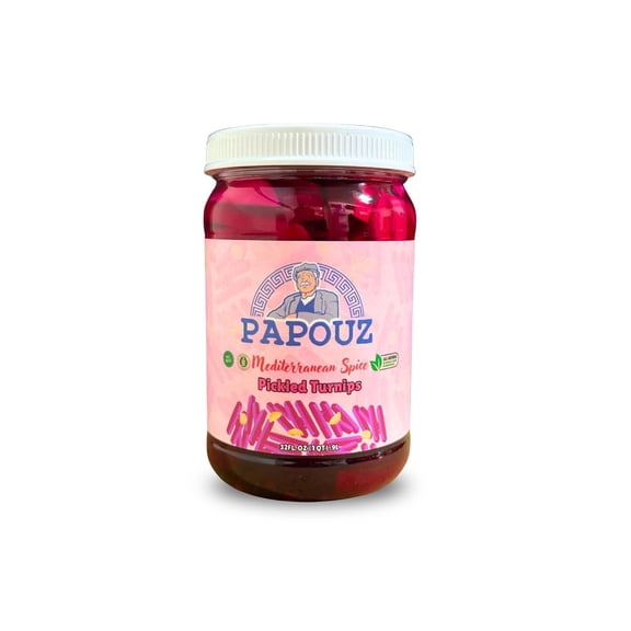 Papouz 32 FL OZ Pickled Turnips All Natural Family Recipe, Premier Product, Low Calorie, Gluten Free, Fat Free, No Preservatives, Low Sugar
