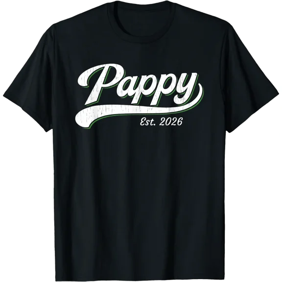 Pappy Est 2026 New Grandpa Vintage Script Design T-Shirt, Unisex T-Shirt