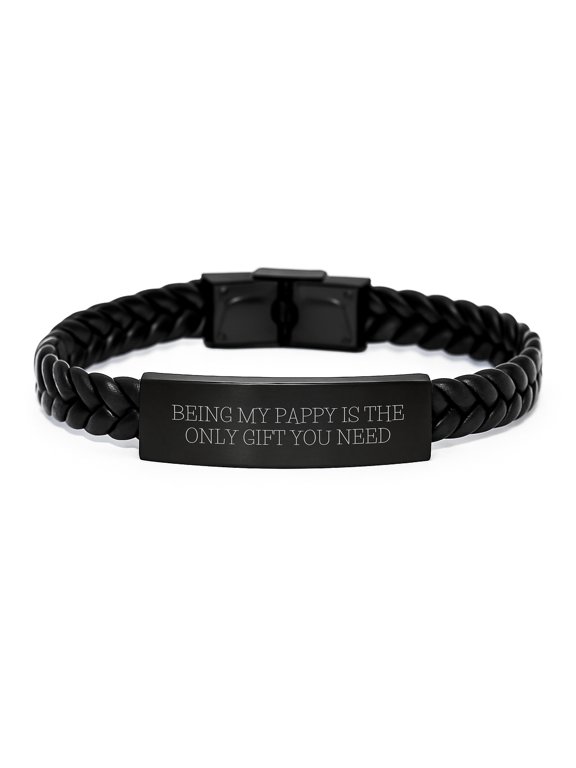 Pappy Gifts, Funny Quote Interlaced Leather Bracelet, Gifts from Family, Gifts for Pappy on Birthday