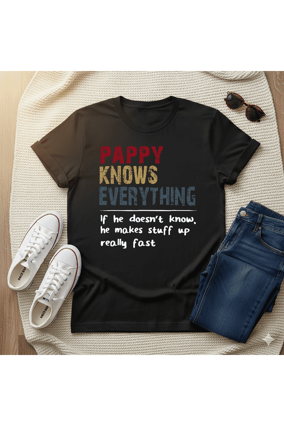 Pappy Knows Everything Funny Grandpa Family Wisdom Humor Unisex T-shirt V14966, up to size 5XL