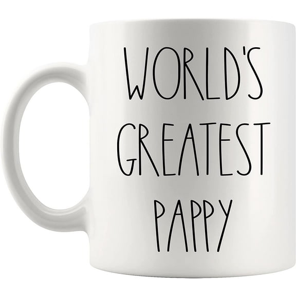 Pappy - World's Greatest Pappy Coffee Mug Rae Dunn Inspired Rae Dunn Style Pappy Coffee Cup Mother DayFather Day Present For Pappy Birthday Family Coffee Mug 11oz, White(JWXWTDYJX8)
