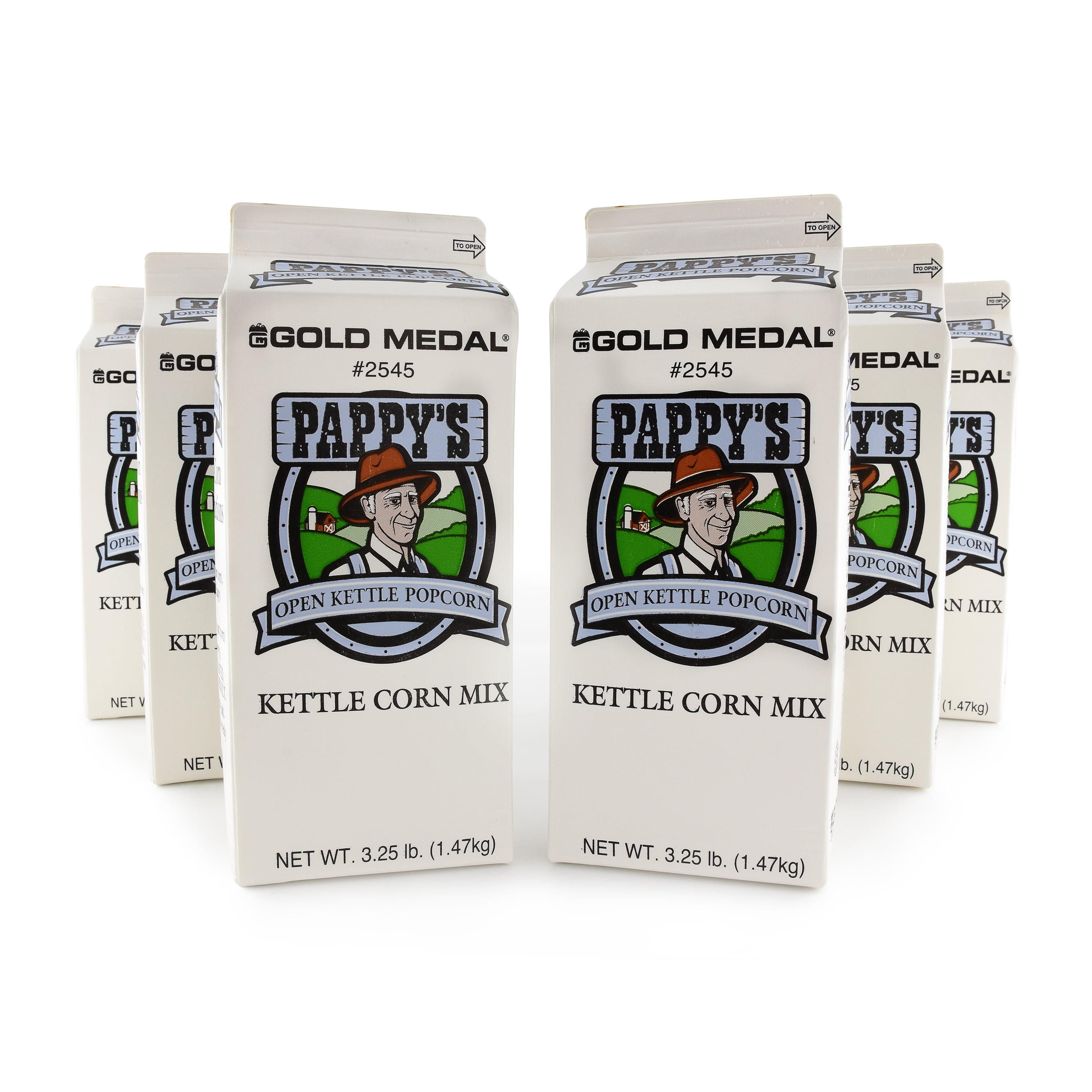 Gold Medal Pappy's Kettle Corn Popcorn Mix, 3.25 lb, 6 Count, Sweet and Salty Glaze for Any Kettle Popper