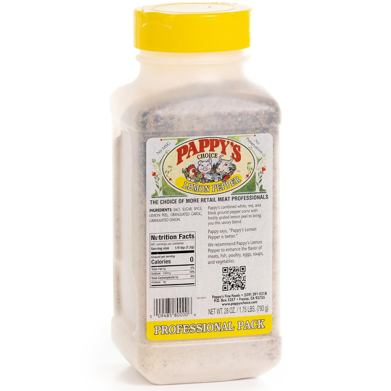 Pappy's Lemon Pepper - Zesty Seasoning for Grilled Chicken, Fish, Shrimp, Roasted Vegetables, and Salads | Perfect for Marinades, Rubs, and Baked Dishes