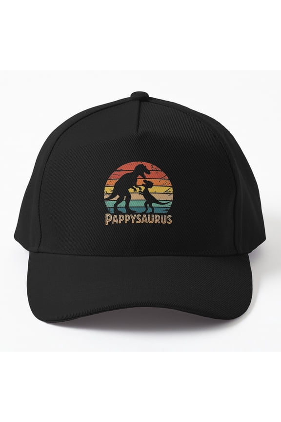 Pappysaurus Baseball Cap, Retro Dinosaur Grandpa Family Design, Classic Grandfather Gift Hat