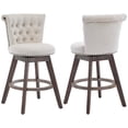 thumbnail image 1 of PAPROOS Velvet Bar Stools Set of 2, 26" Swivel Counter Height Bar Stool with Back and Tufted Button, Trimmed Edges, Modern Upholstered Kitchen Island Counter Height Chair with Wood Legs, Beige, 1 of 11